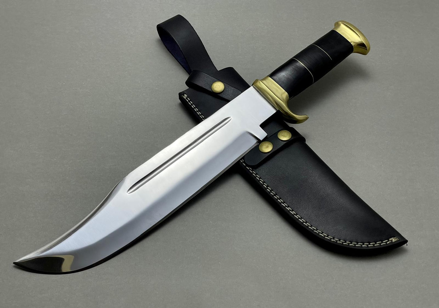 Custom Ancient Handmade Bowie Knife With Leather Sheath