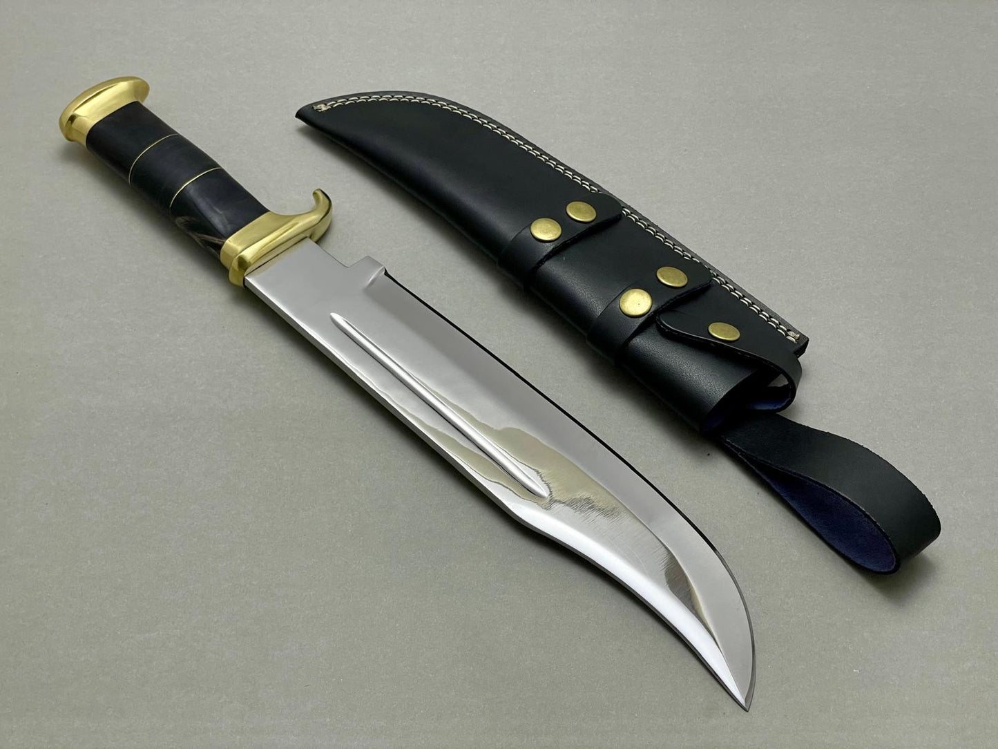 Custom Ancient Handmade Bowie Knife With Leather Sheath