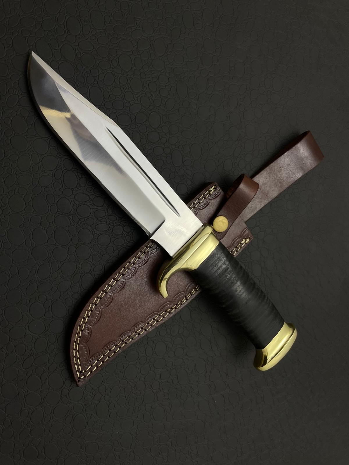 Custom Ancient Handmade Bowie Knife With Leather Sheath