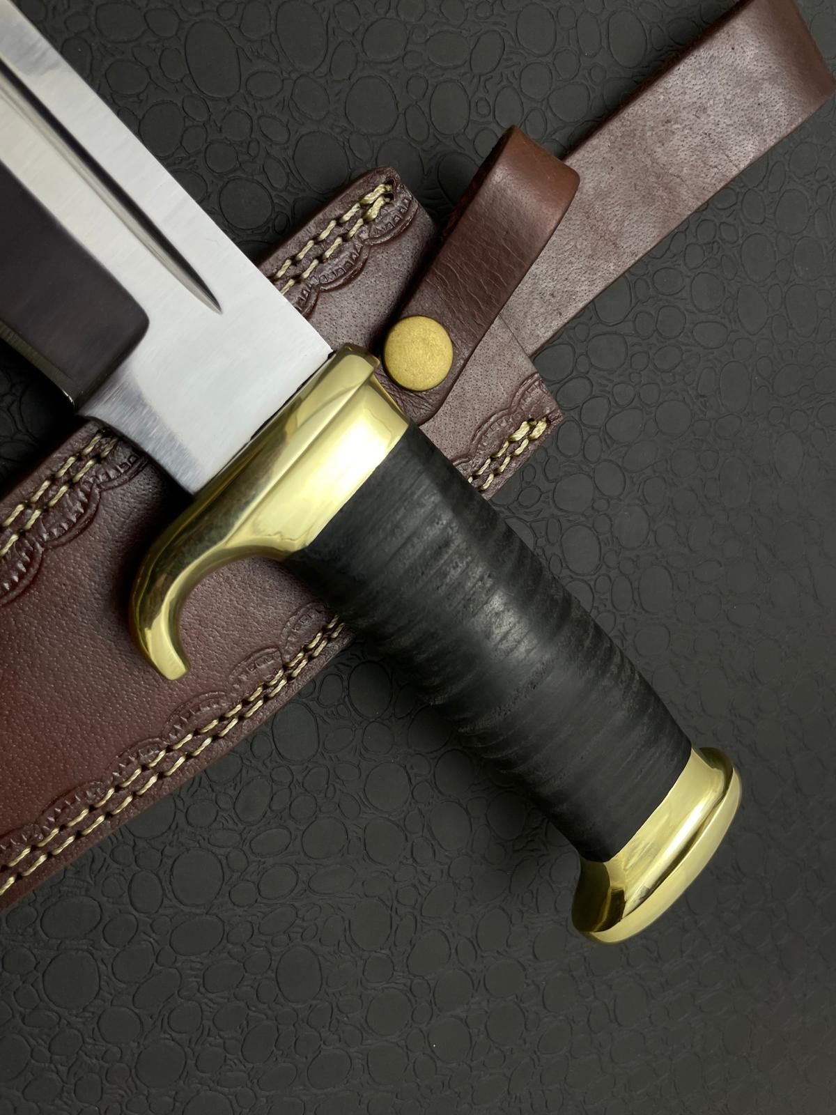 Custom Ancient Handmade Bowie Knife With Leather Sheath