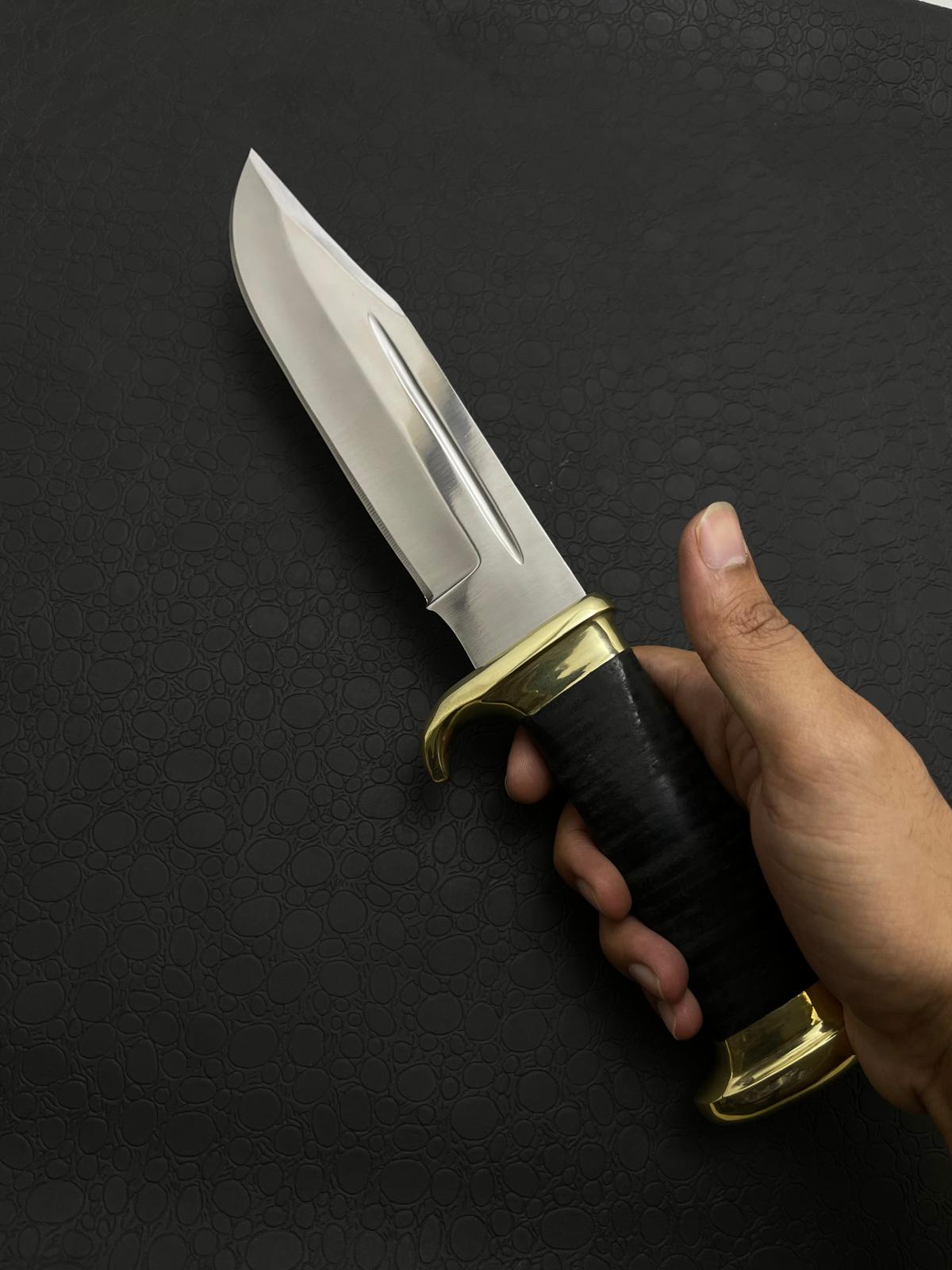 Custom Ancient Handmade Bowie Knife With Leather Sheath
