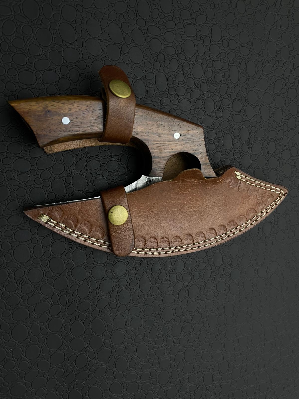 Custom Handmade Ullu Knife With Wooden Handle