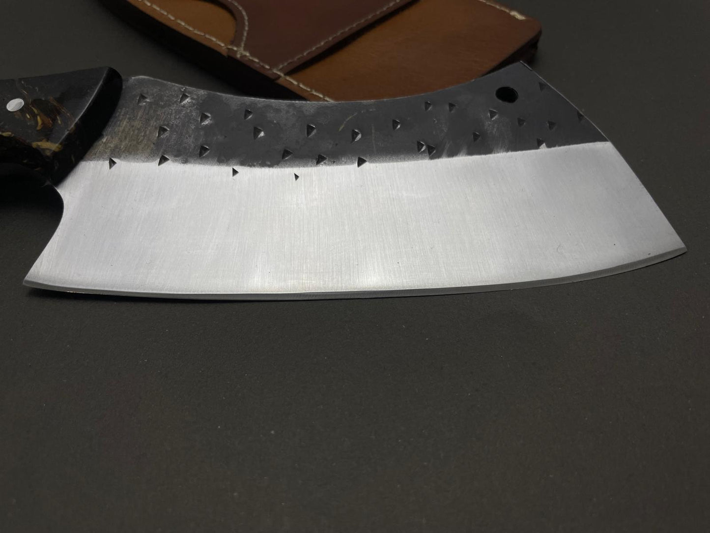 Hand Forged Cleaver Knife With Hand Stitched Leather Sheath