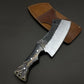 Hand Forged Cleaver Knife With Hand Stitched Leather Sheath