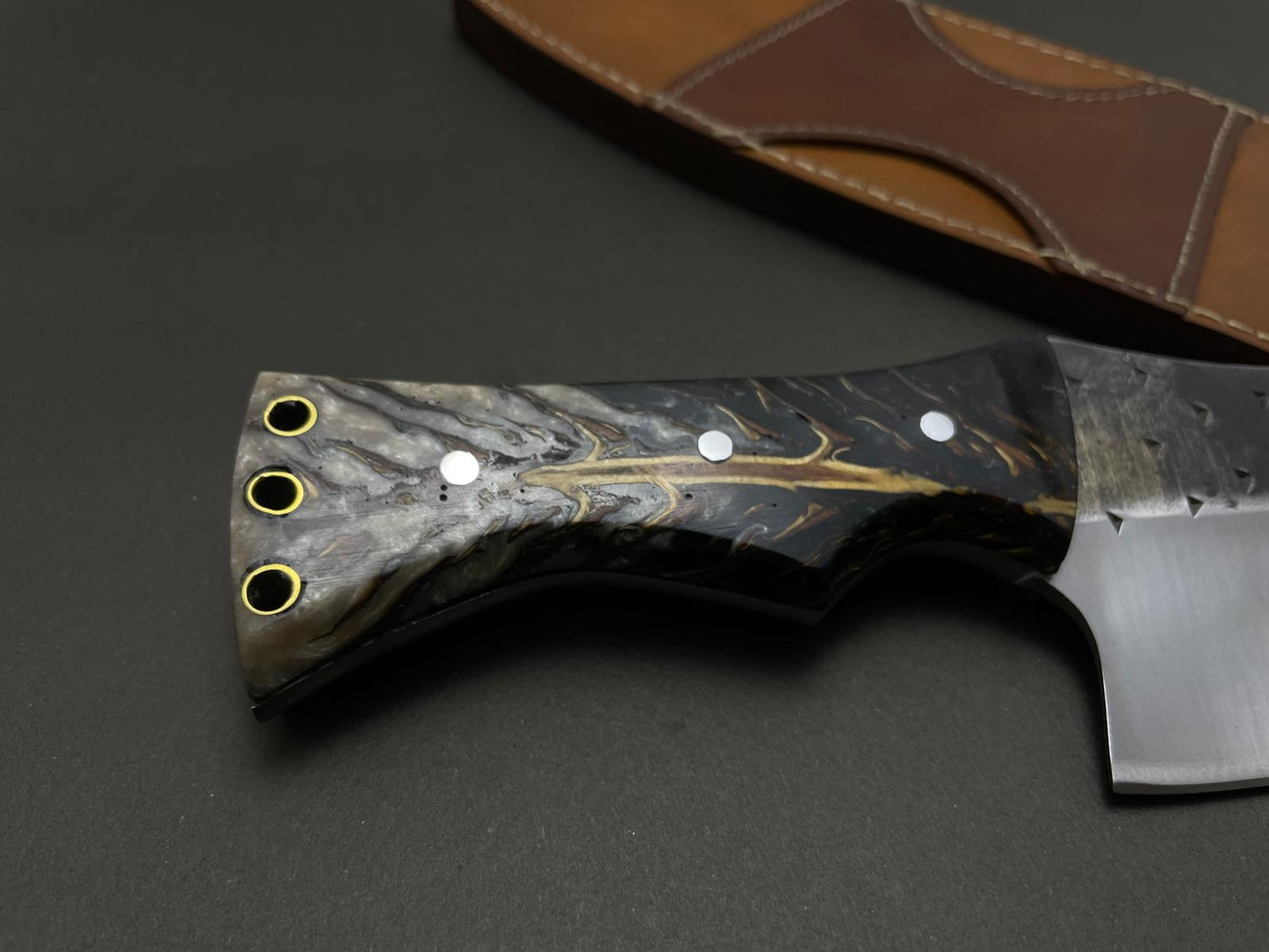 Hand Forged Cleaver Knife With Hand Stitched Leather Sheath