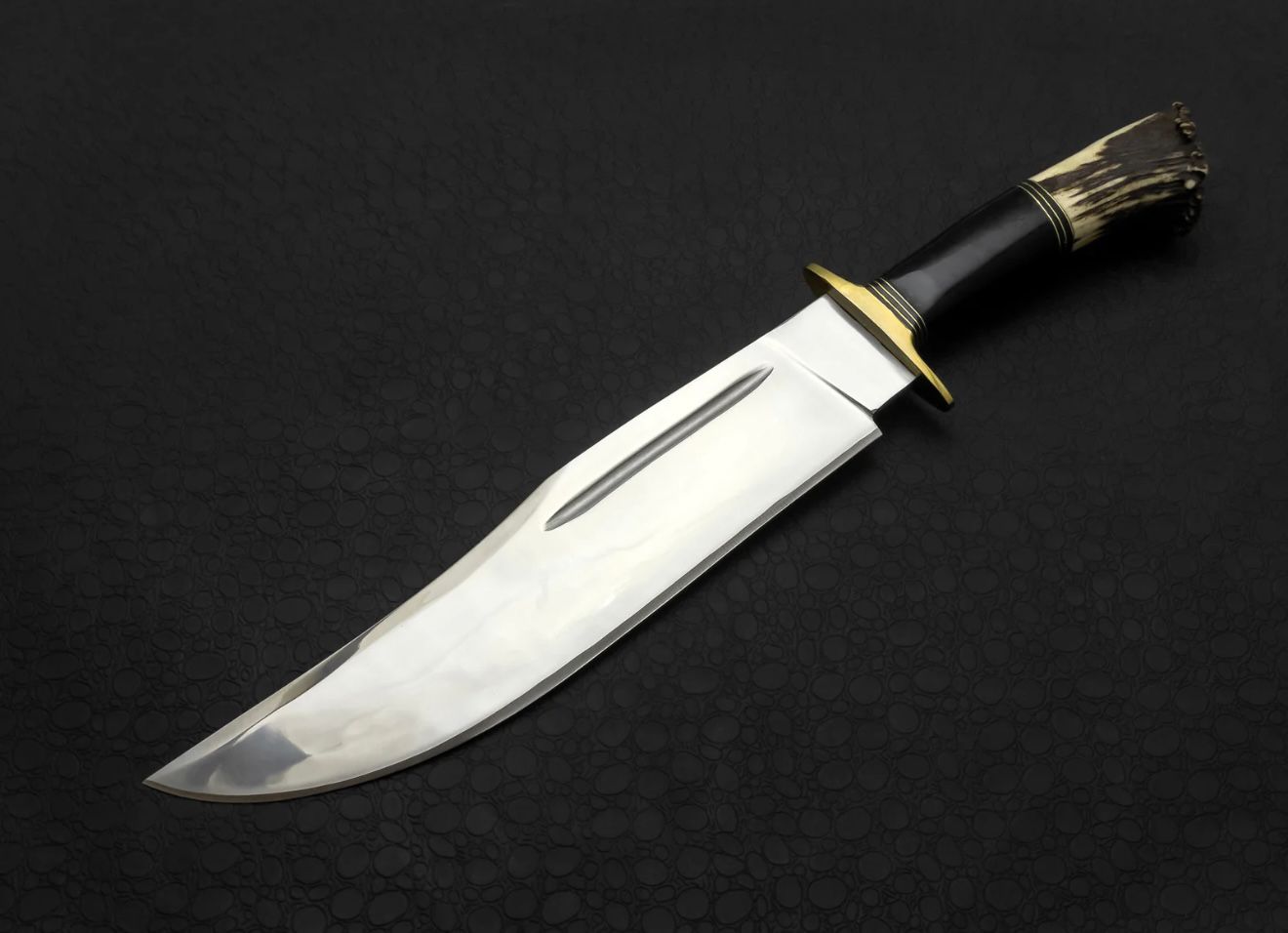 Custom Handmade High Polish Bowie Knife with Antler Handle