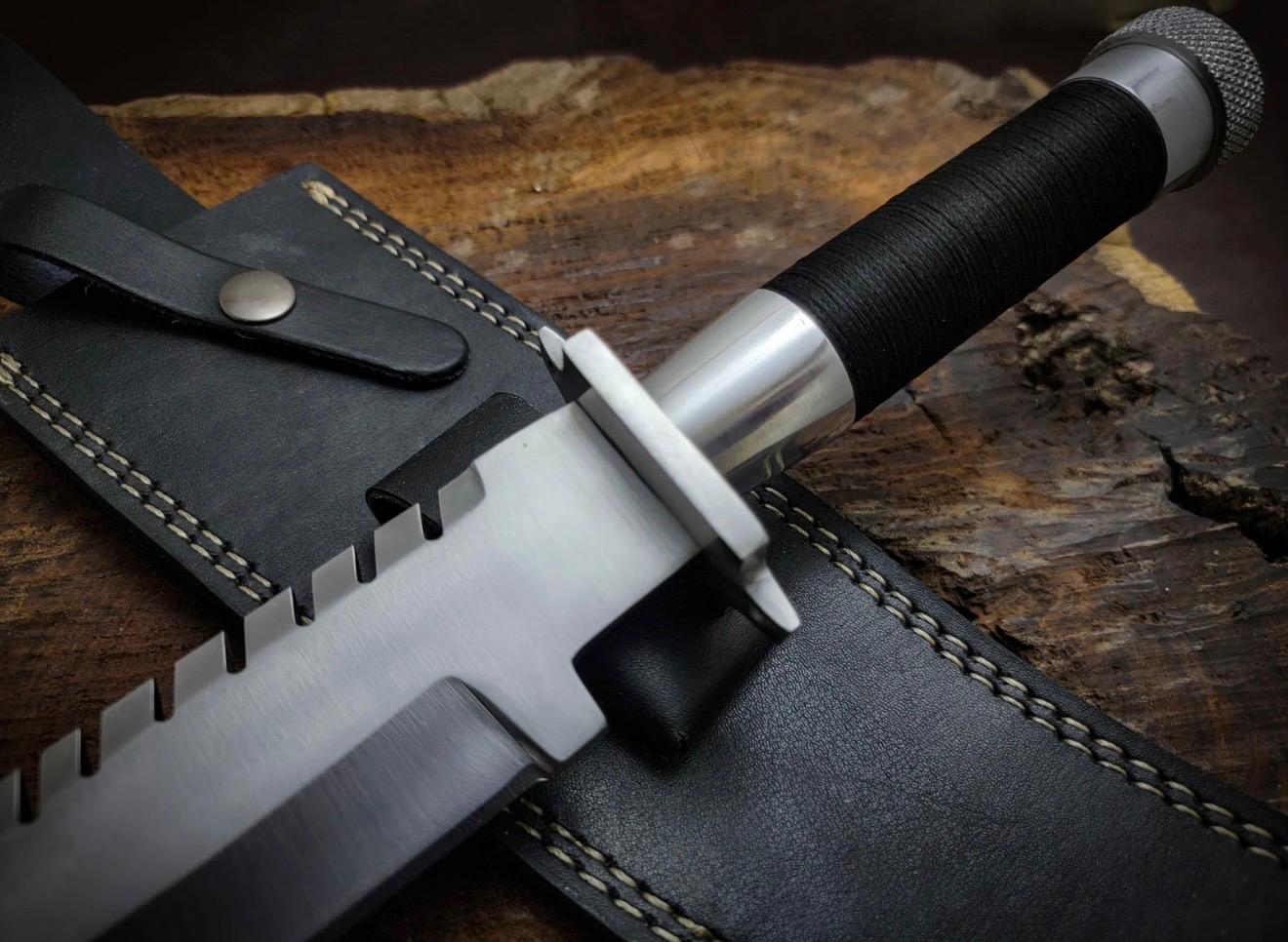 Handmade commando replica bowie knife with leather sheath