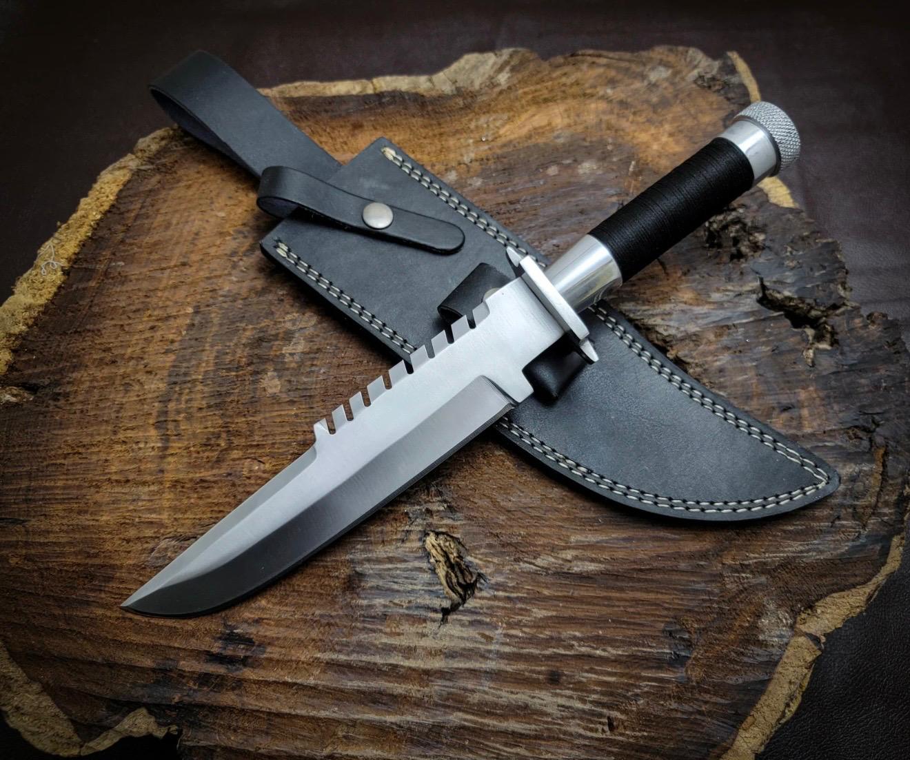 Handmade commando replica bowie knife with leather sheath